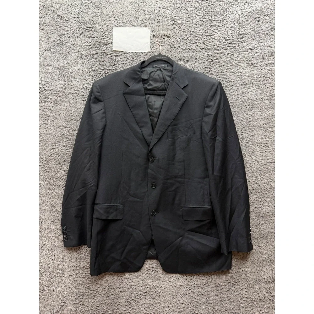 Ermenegildo Zegna Single-Breast Tailored Suit Blazer Jacket Black Mens Size 52R